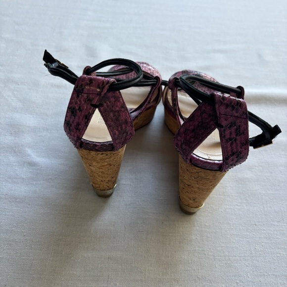 Jimmy Choo Nelson 100 Madeline Elaphe Cork Platform Wedge Sandals 6.5